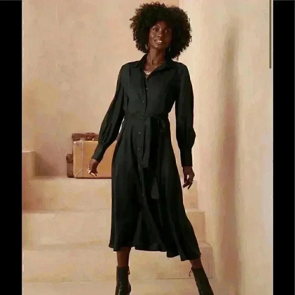Banana Republic Petite Belted TENCEL Shirtdress